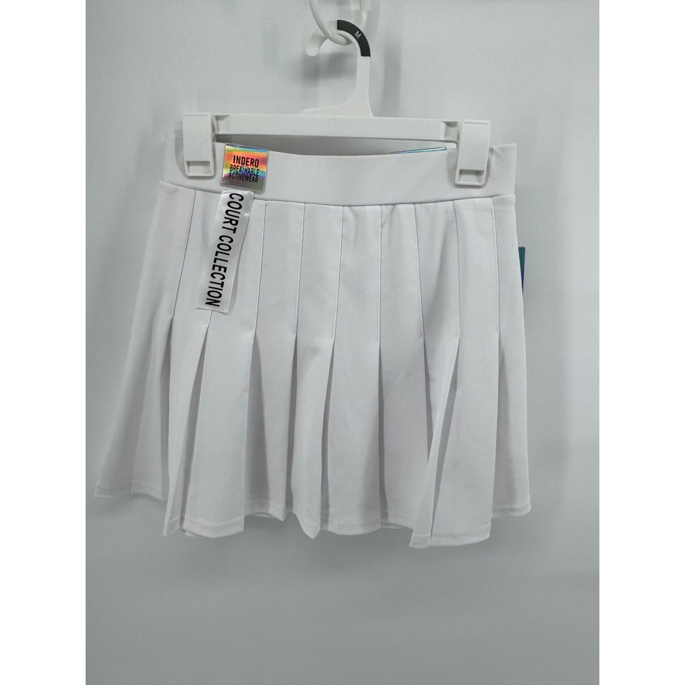 Indero White Pleated Tennis Skort Pickleball Court Collection Activewear Large